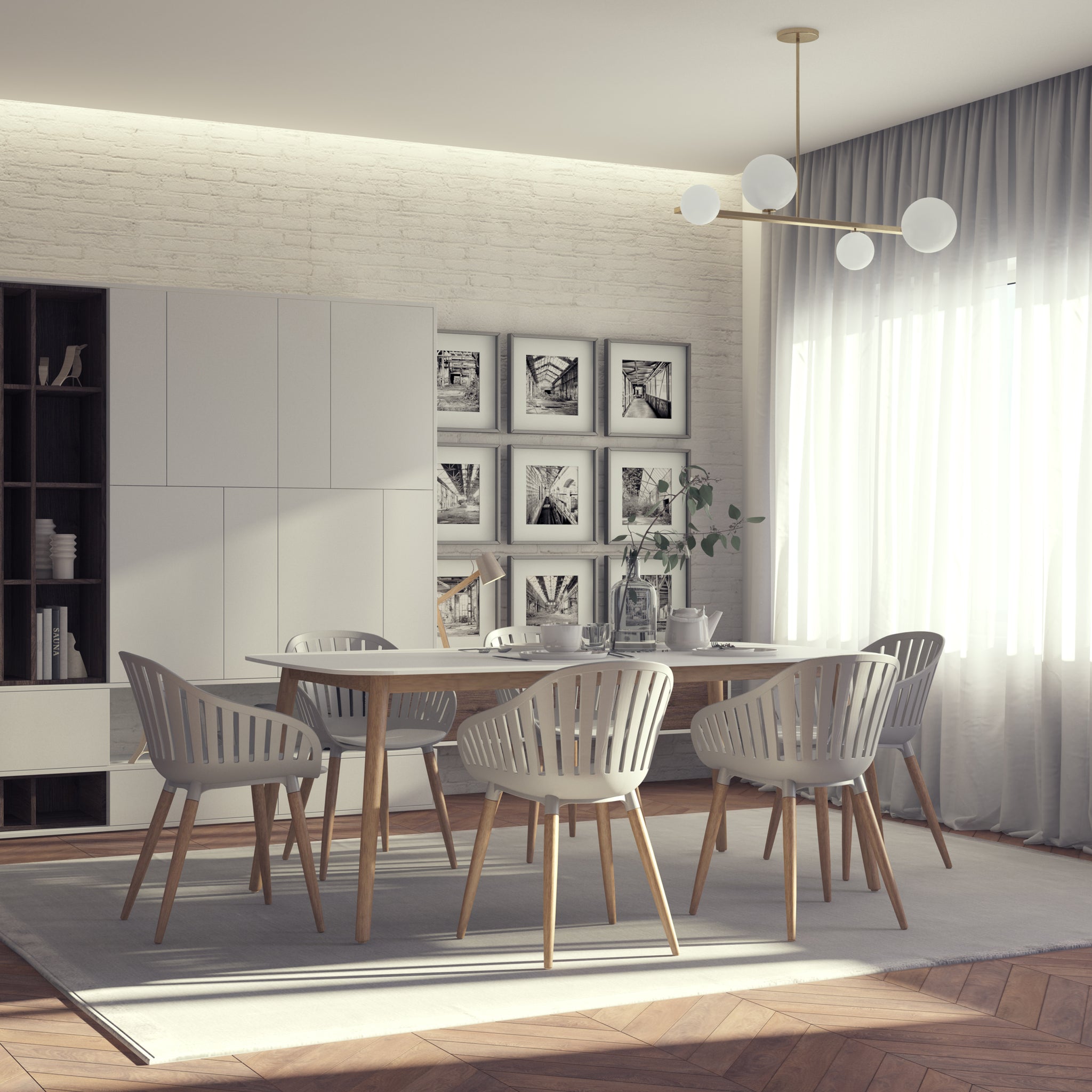 Chamonix Rectangular Indoor White Dining Table