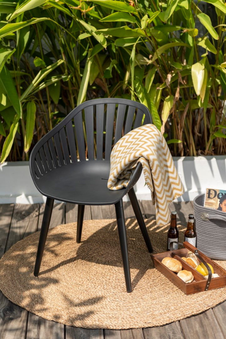 Cannes Black Monocrome Outdoor Dining Chair - 4PC