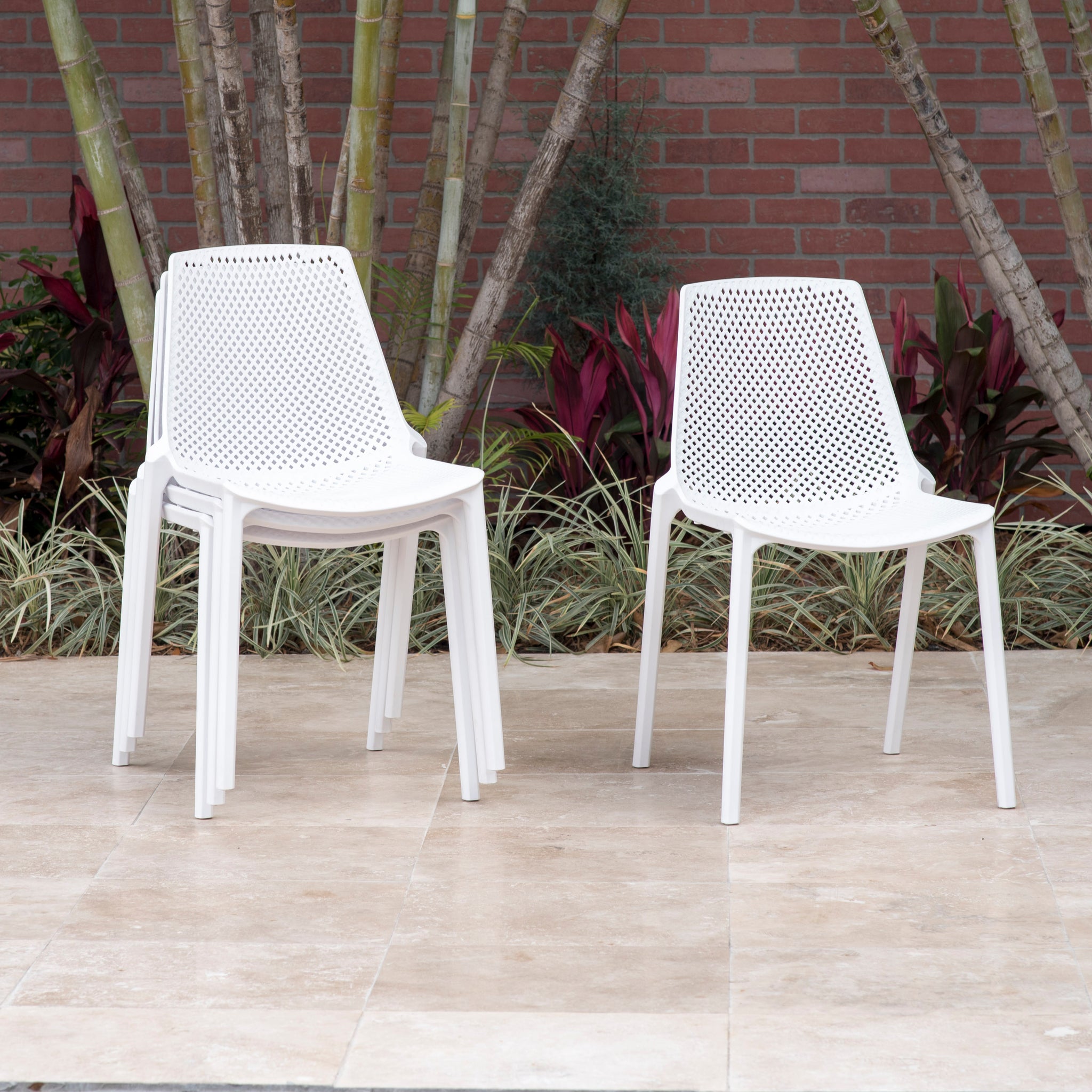 Valencia White Stacking Outdoor Dining Chair - 4PC