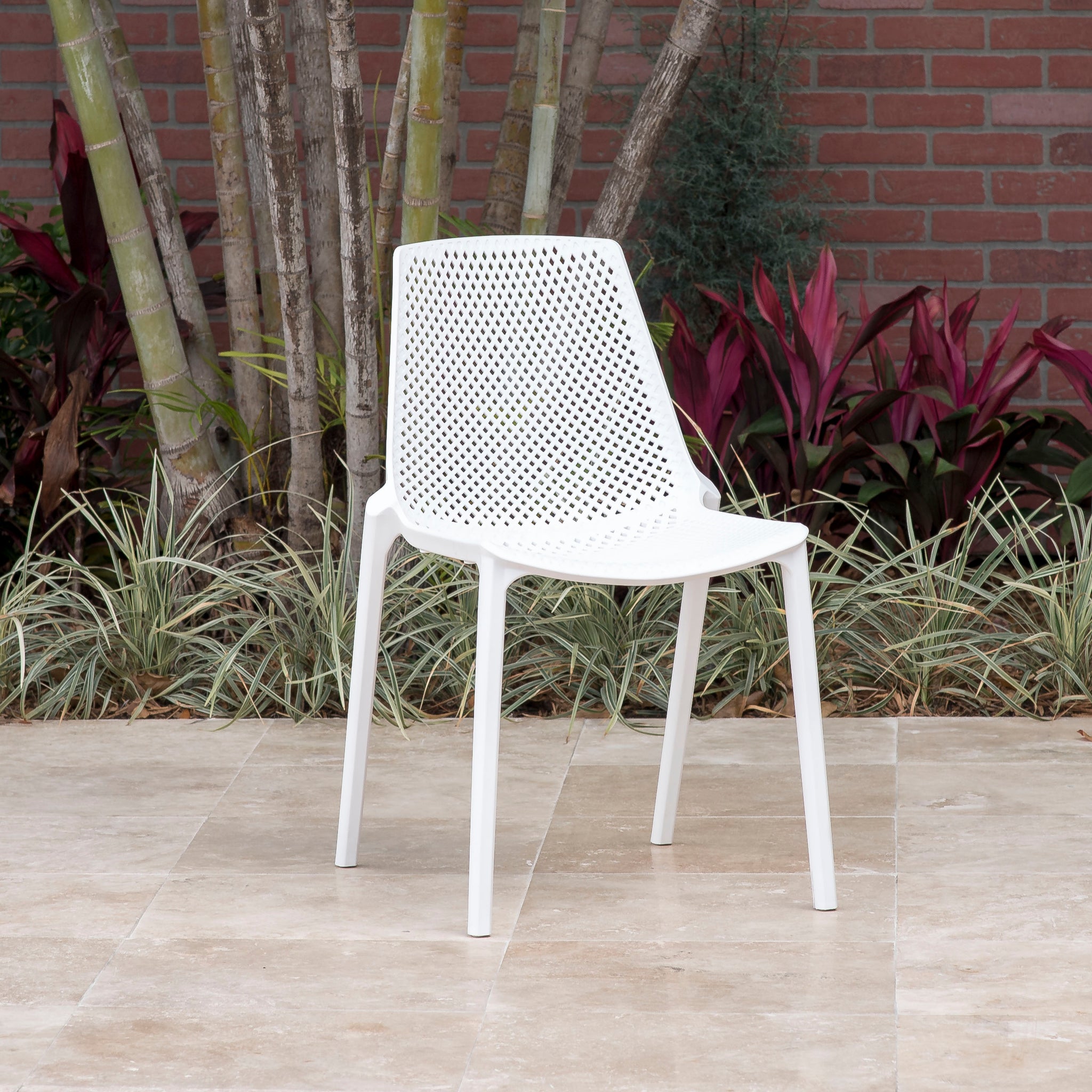 Valencia White Stacking Outdoor Dining Chair - 4PC