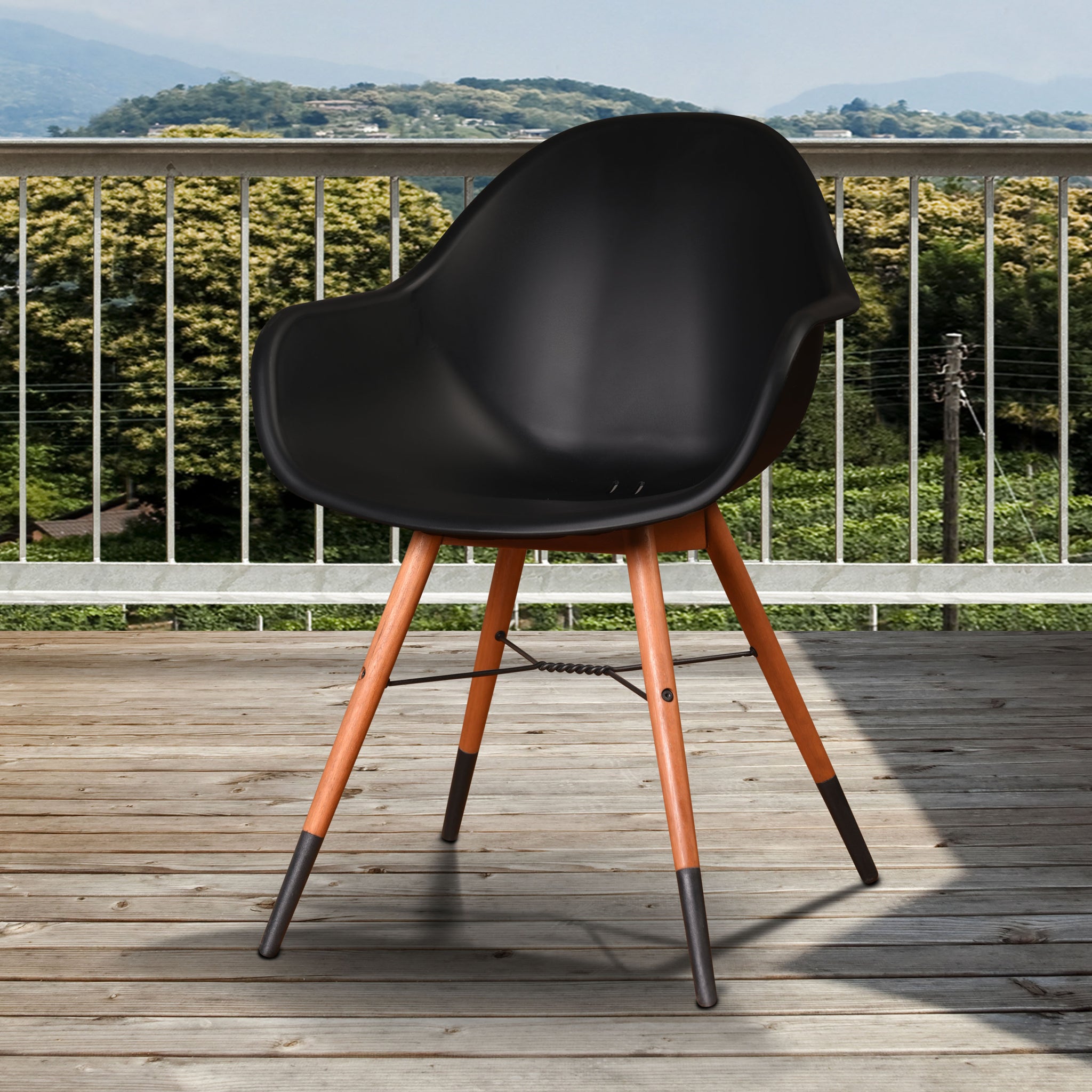 Chamonix Black Arm Outdoor Dining Chair - 4PC