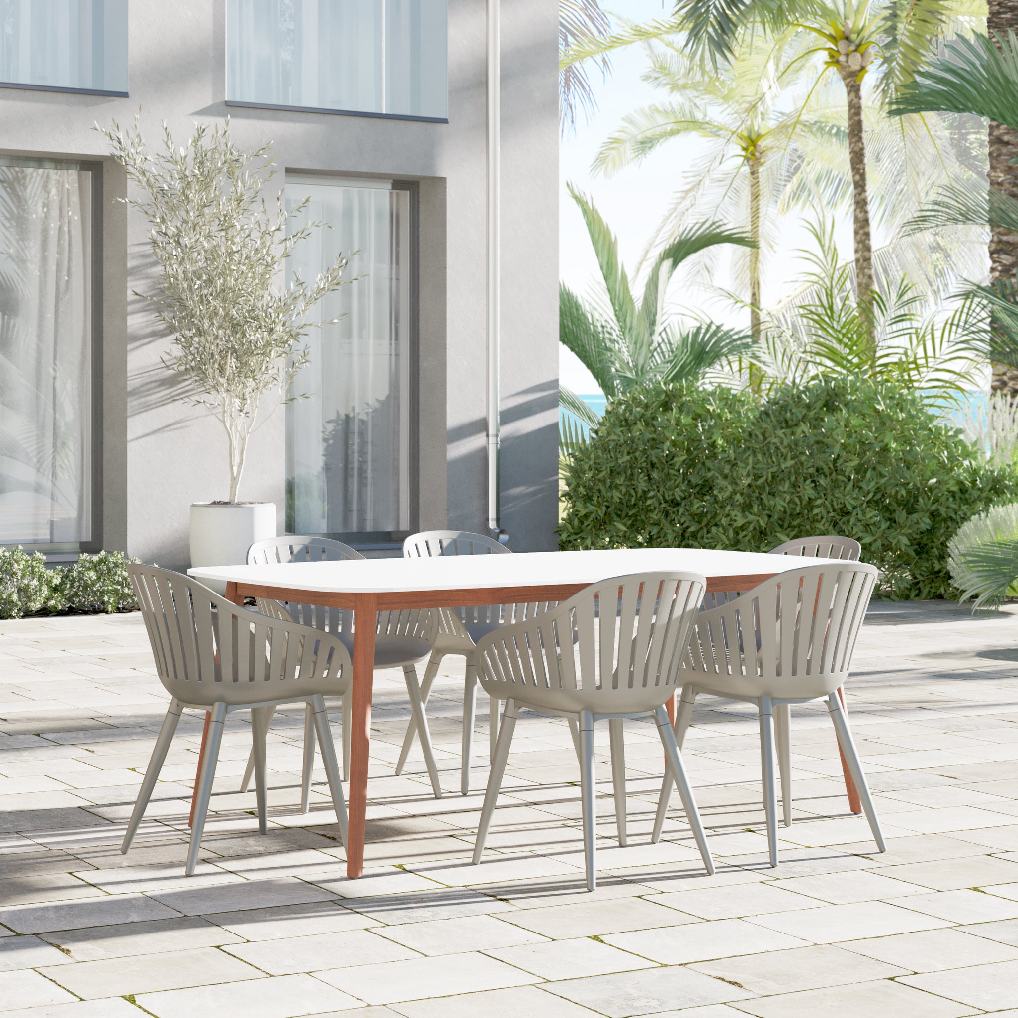 Chamonix Rectangular White Outdoor Dining Table