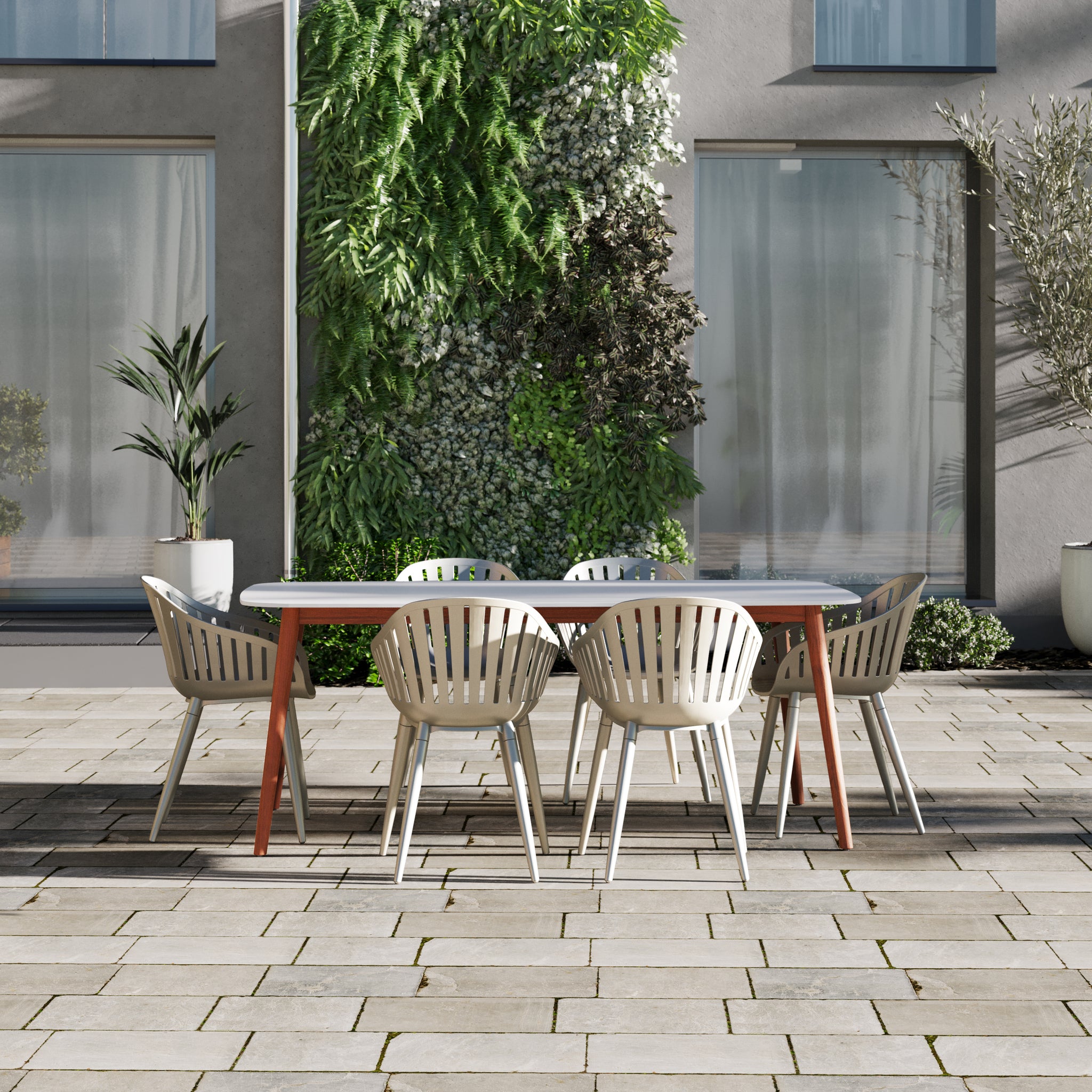 Chamonix Rectangular White Outdoor Dining Table