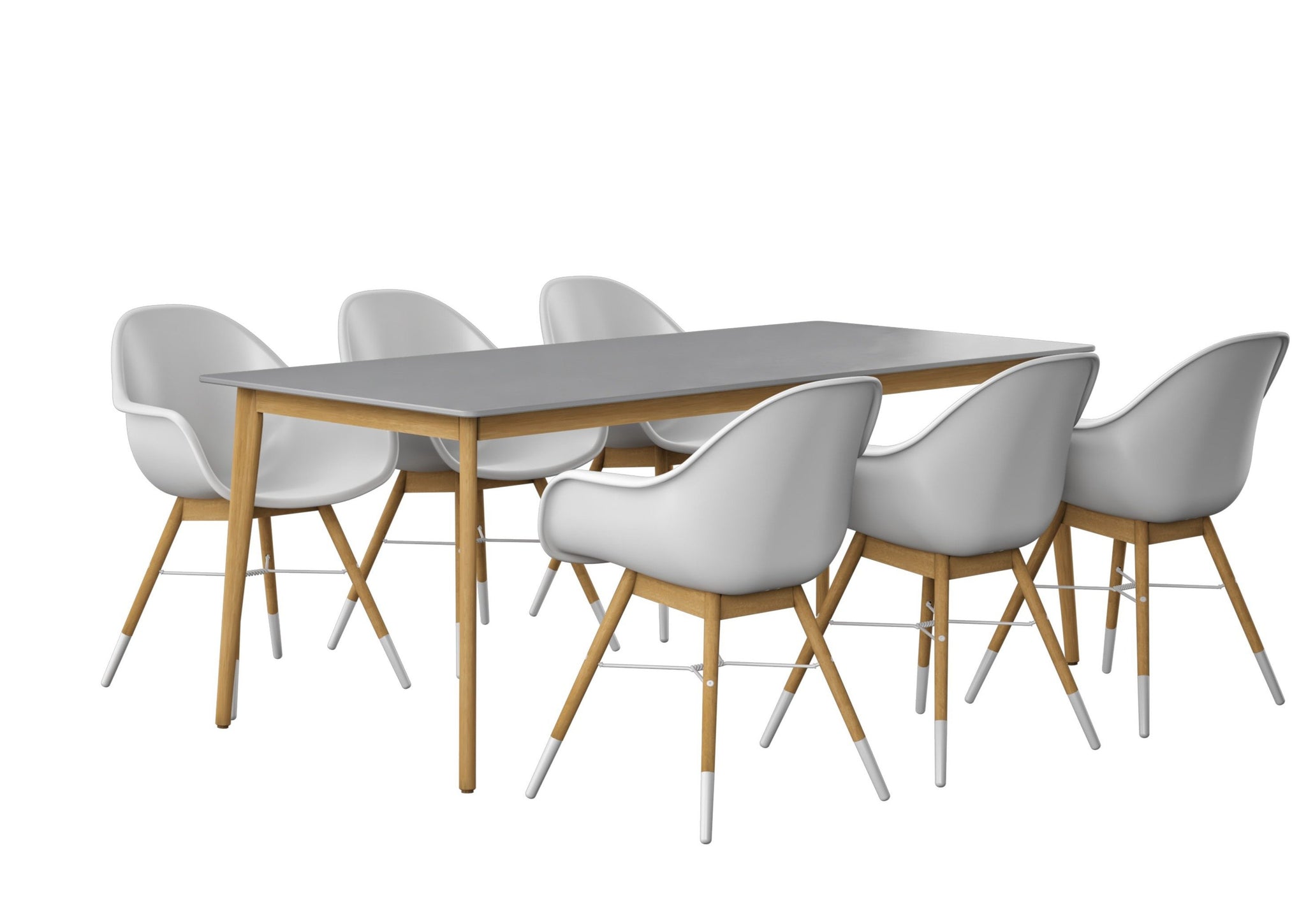 Aalborg Gray Table & 6 Chamonix Carver Arm Chairs