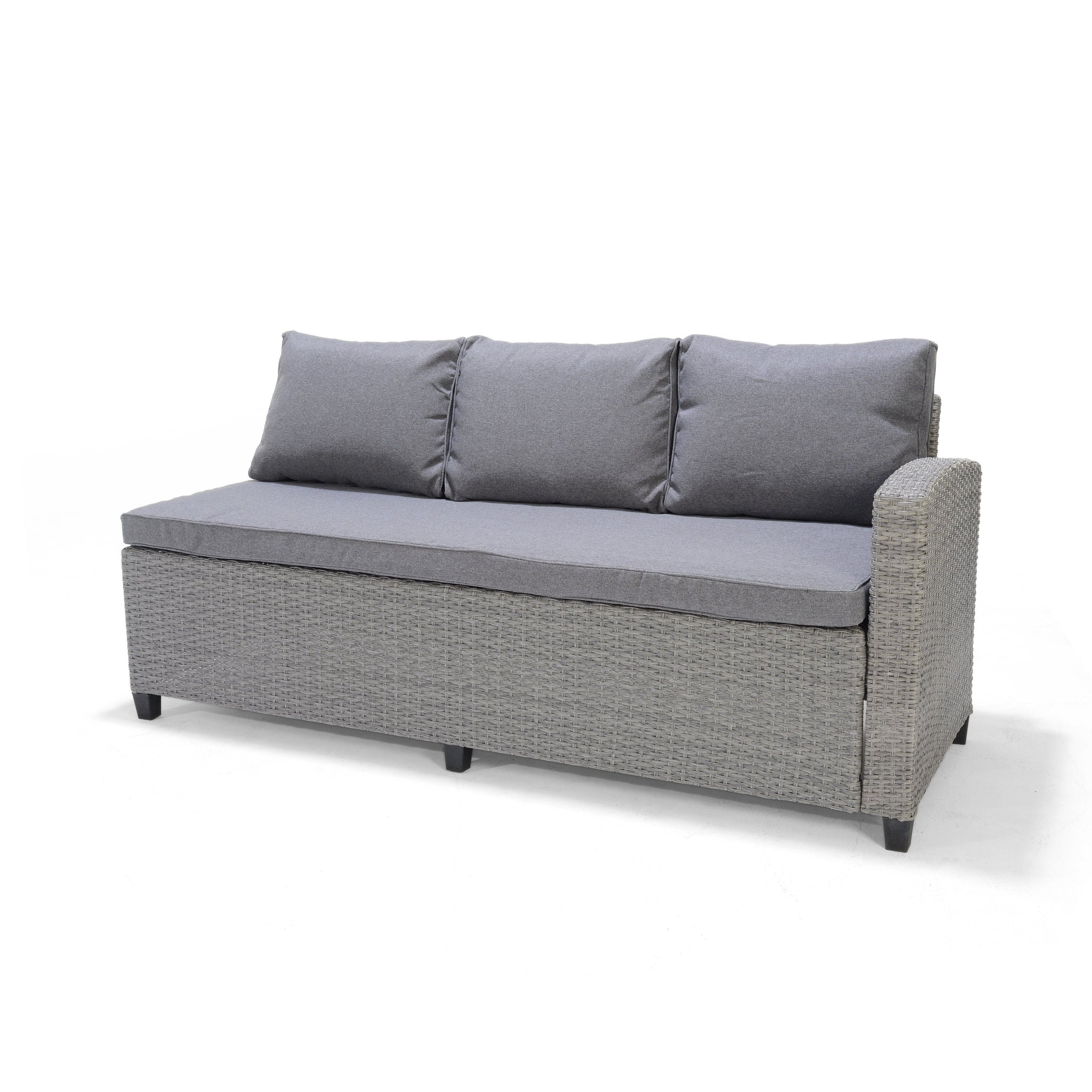 Vinh 3 Piece Wicker Sectional Seating Set - Gray with Cushions