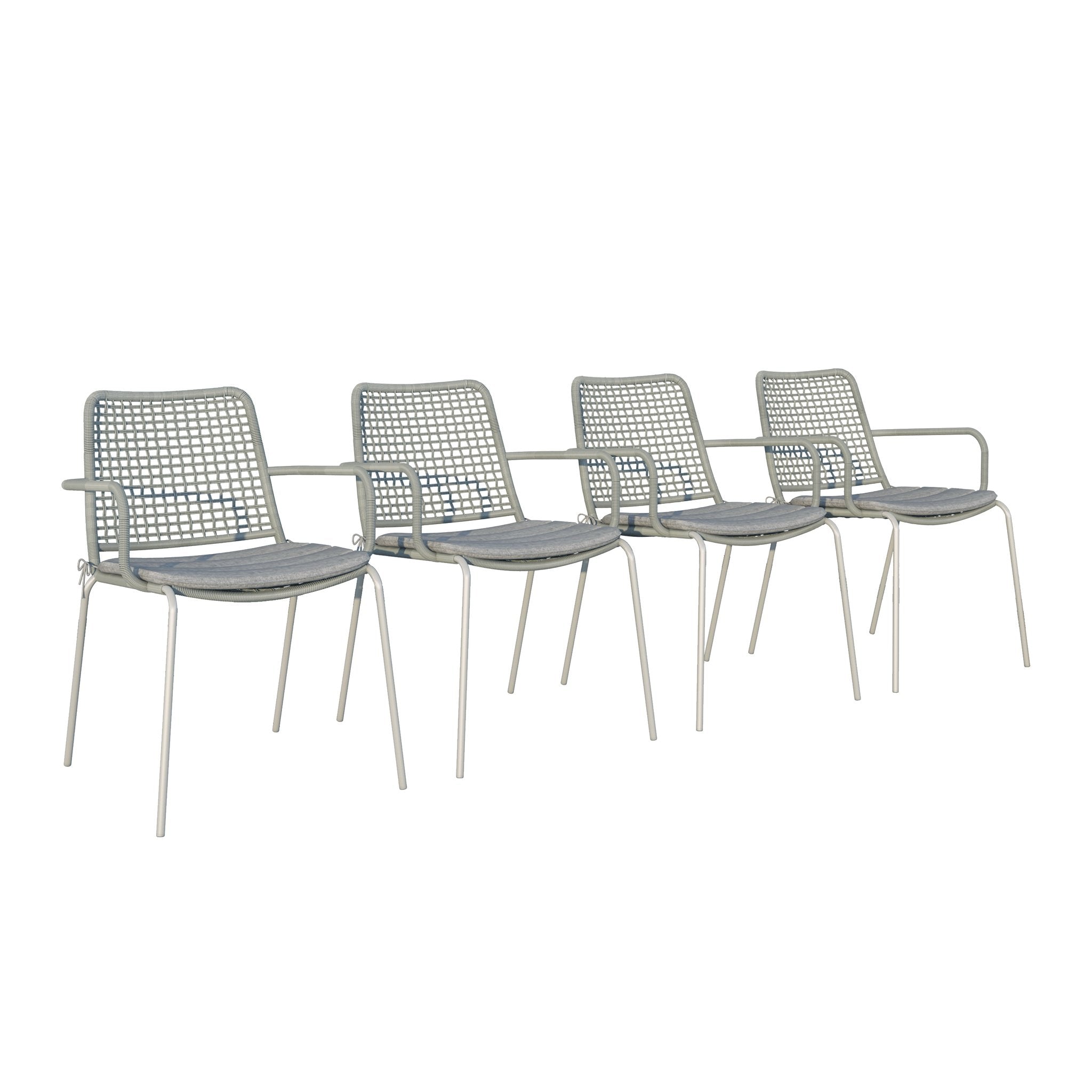 Rinjani Rectangular Teak Table & Oberon Grey Chairs With Cushions