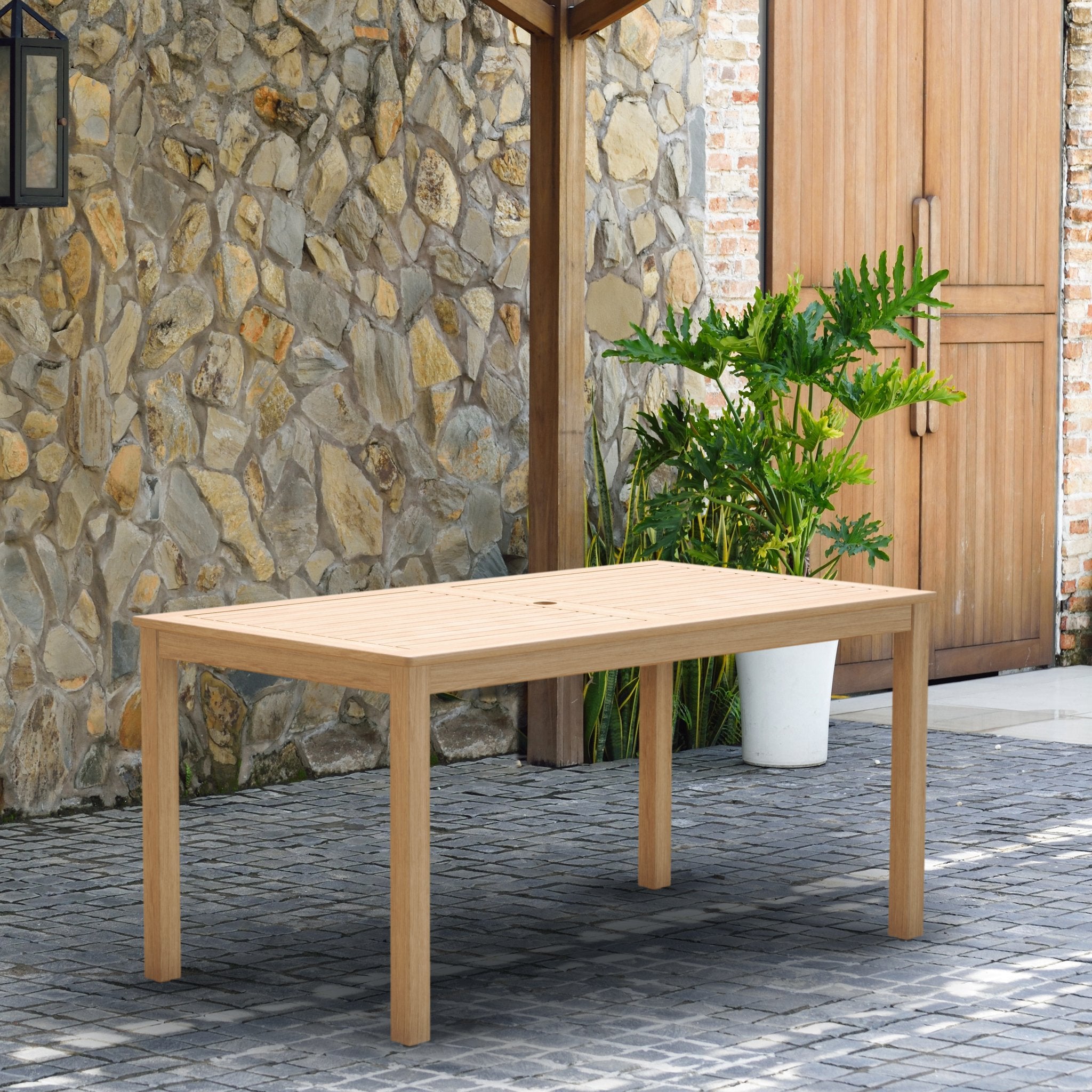 Orlando Teak Finish Table & 4 Portbyron Grey Armchairs