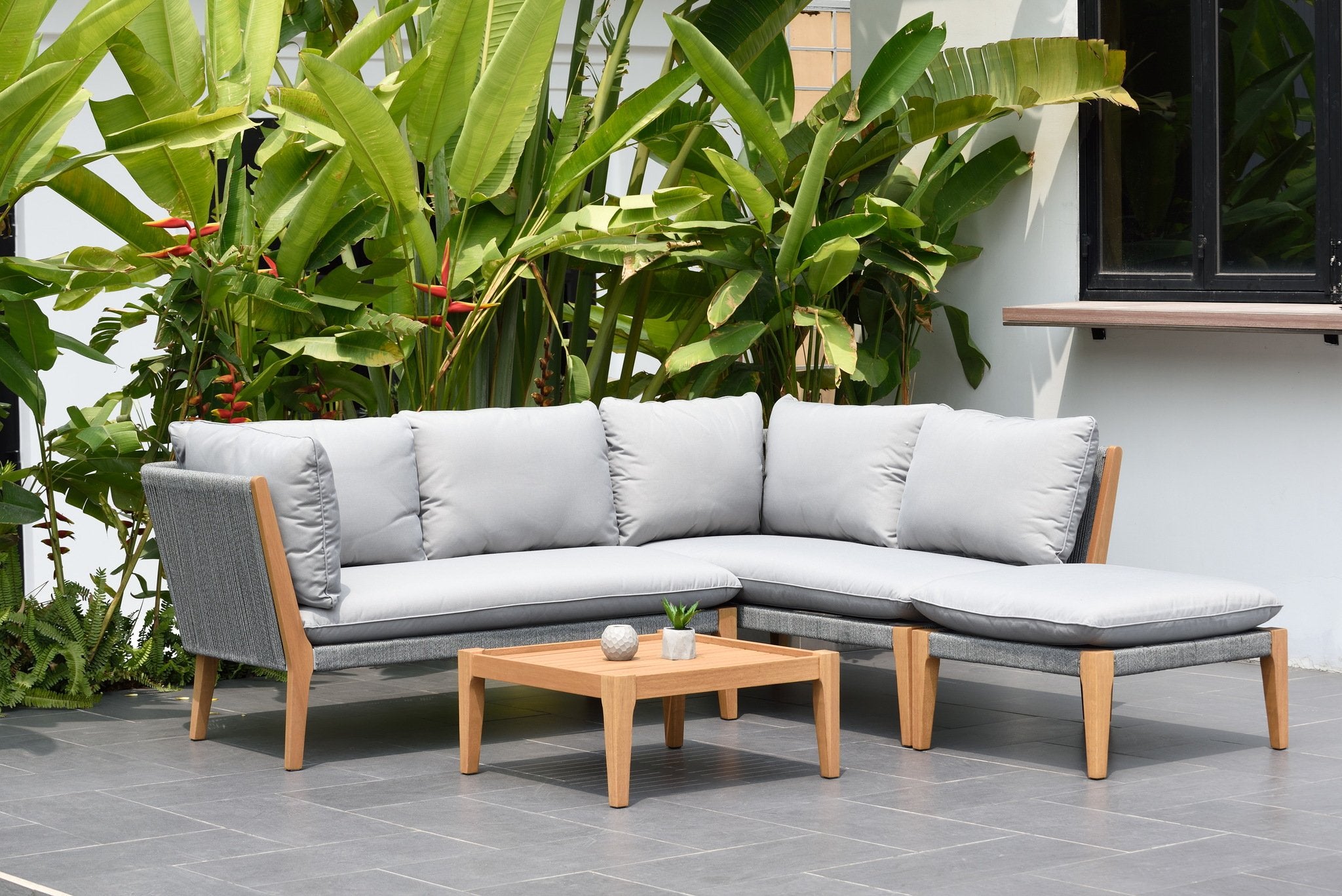 Wooden corner outdoor sofa on sale